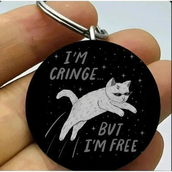 I'm Gringe But I'm Free Kitty Cat Hot Art Keychain - Picture 1 of 1
